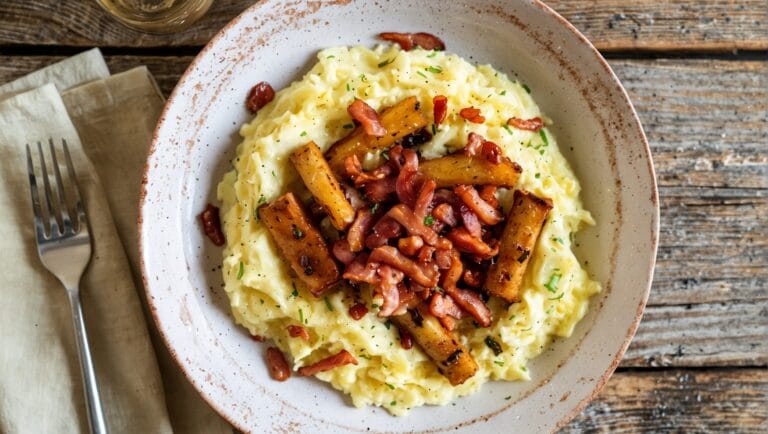 Svartrot med krämig potatis- och purjolöksmos