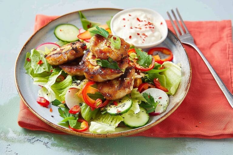 Asiatiska kycklingbiffar med krispig sallad