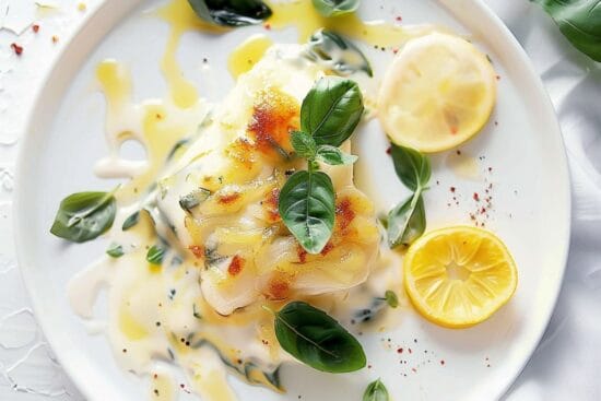 Basilikafisk med citronsas stor