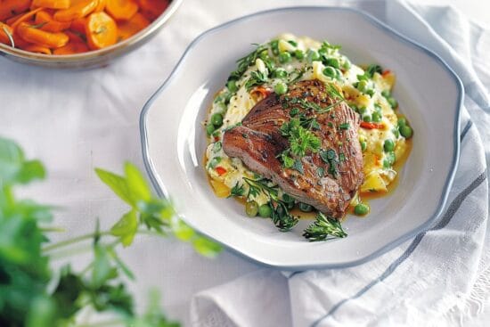 Biff med chilismor och potatismos stor