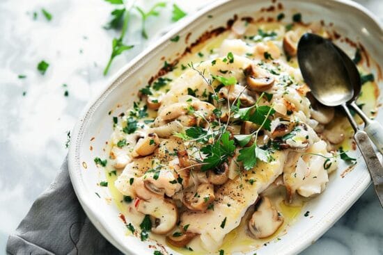 Fiskgratang med champinjoner stor