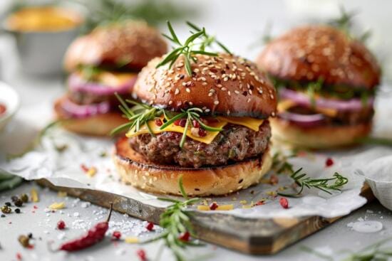 Kalvfarsburgare med rosmarin och cheddar stor