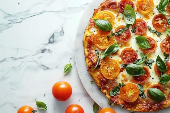 Polentapizza med kvisttomater stor