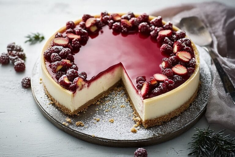 Julcheesecake med julens smaker och festlig topping