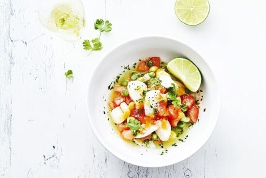 Ceviche med torsk lime och koriander