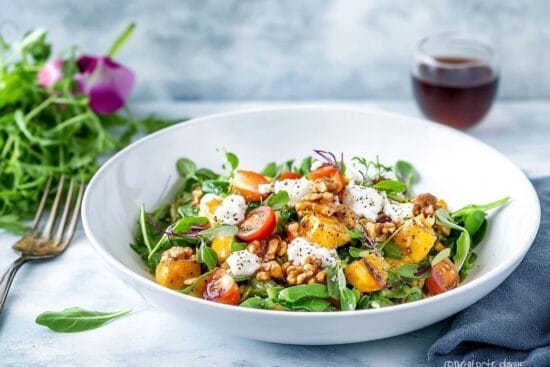 Getostsallad med valnotter och honung