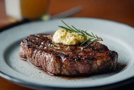 Grillad entrecote med rosmarin och vitlokssmor