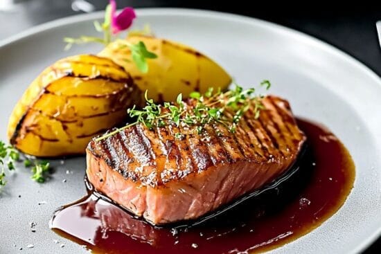 Grillad lax med rodvinssas