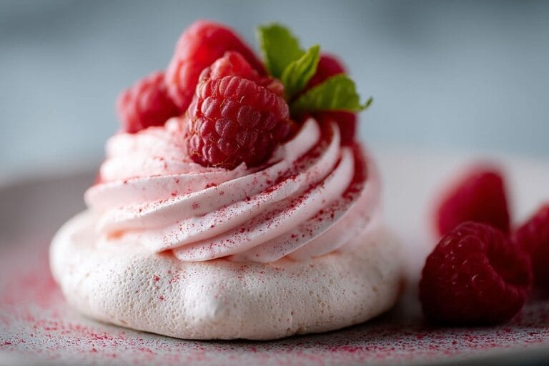 Brännland Iscider 14 Hallonmousse på marängbotten