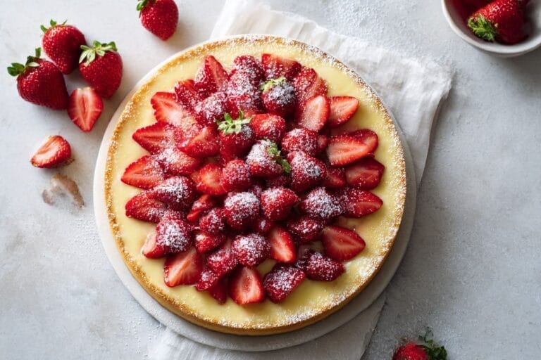 Klassisk jordgubbstårta med vaniljkräm