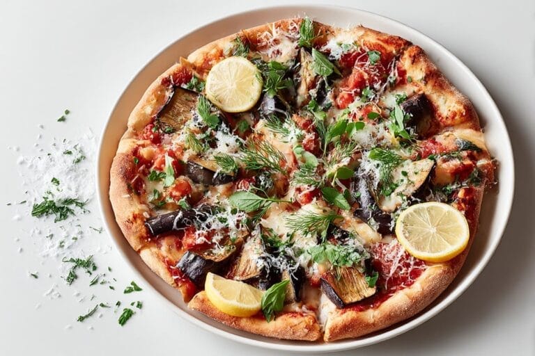 Morandé Estate Reserve Sauvignon Blanc 5 Pinsa med aubergine och citron