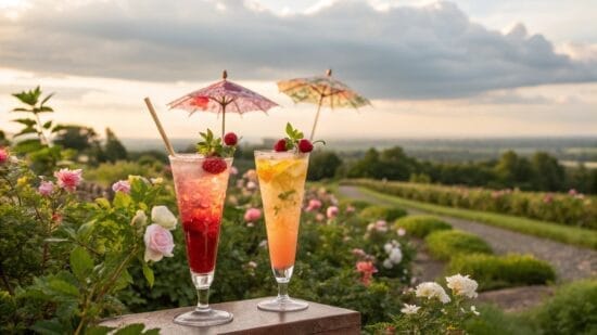 two alcohol free mocktails standing in a summer ga 1