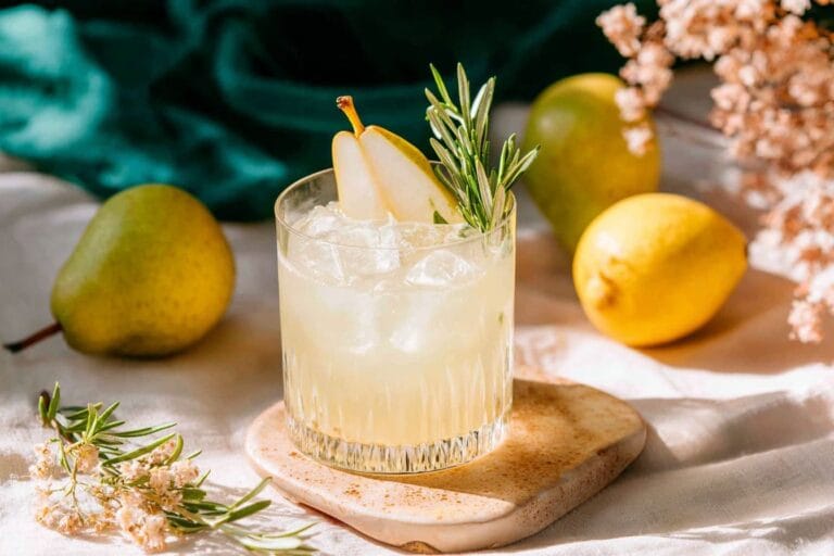 Pear Rosemary Fizz mocktail