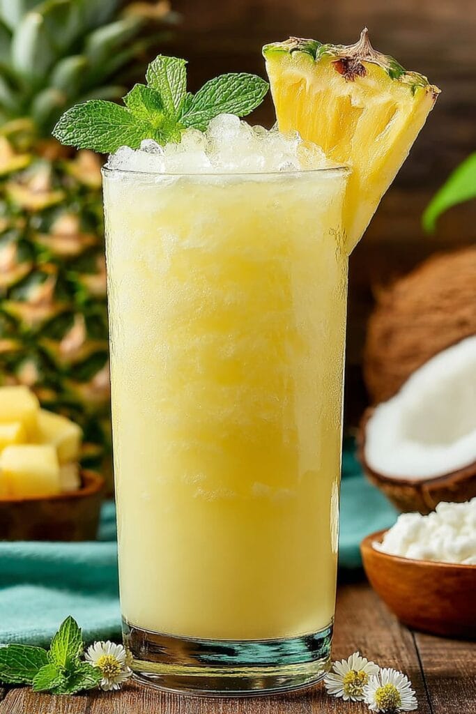 Pineapple Coconut Cooler mocktail 1 Pineapple Coconut Cooler mocktail 2