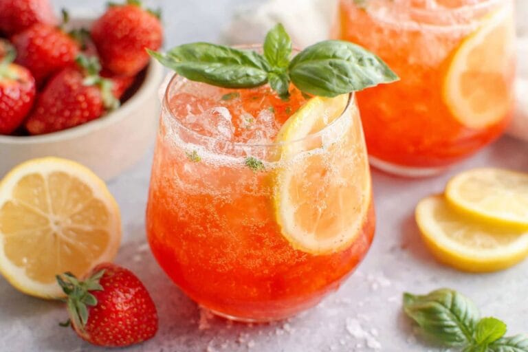 Strawberry Basil Lemonade Mocktail