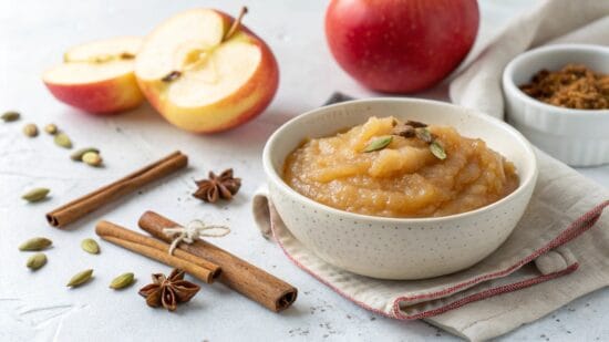 home made apple sauce with cinnamon and cardamom