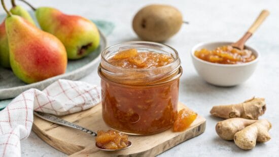 home made pear marmalade with ginger high key lig