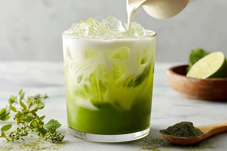 Iced Matcha Mojito mocktail