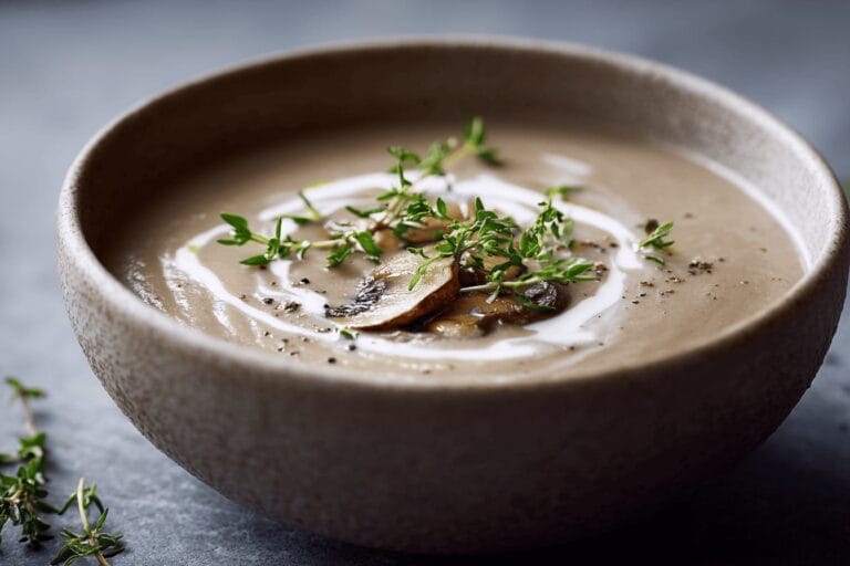 Krämig svampsoppa med timjan och grädde