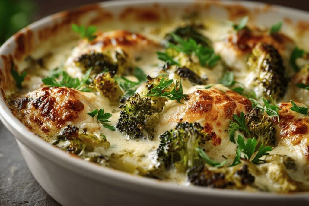 Krämig kycklinggratäng med broccoli och ost