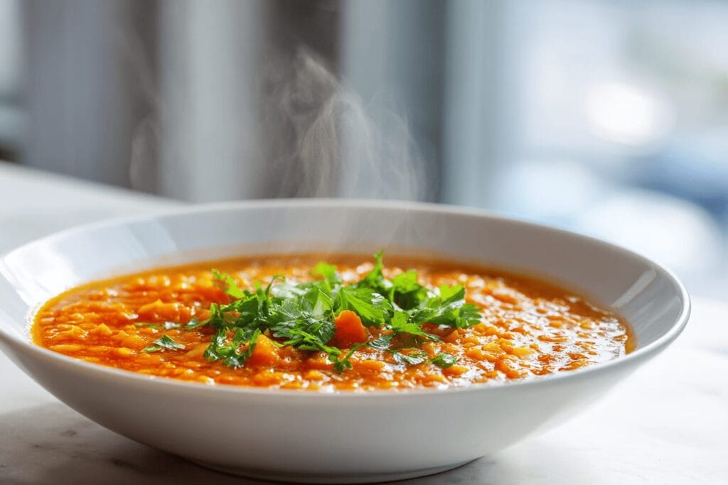 Kryddig linssoppa med morot och lök