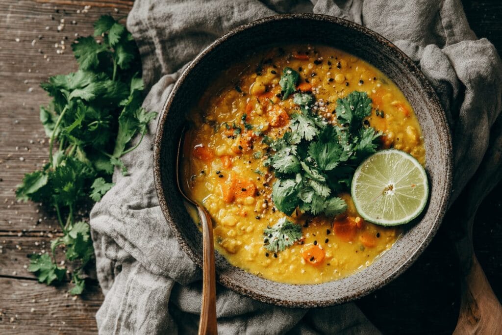 Linsgryta med kokosmjölk och curry