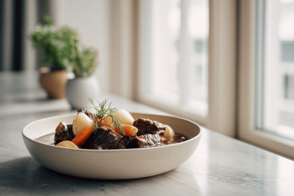 Mustig köttgryta på högrev