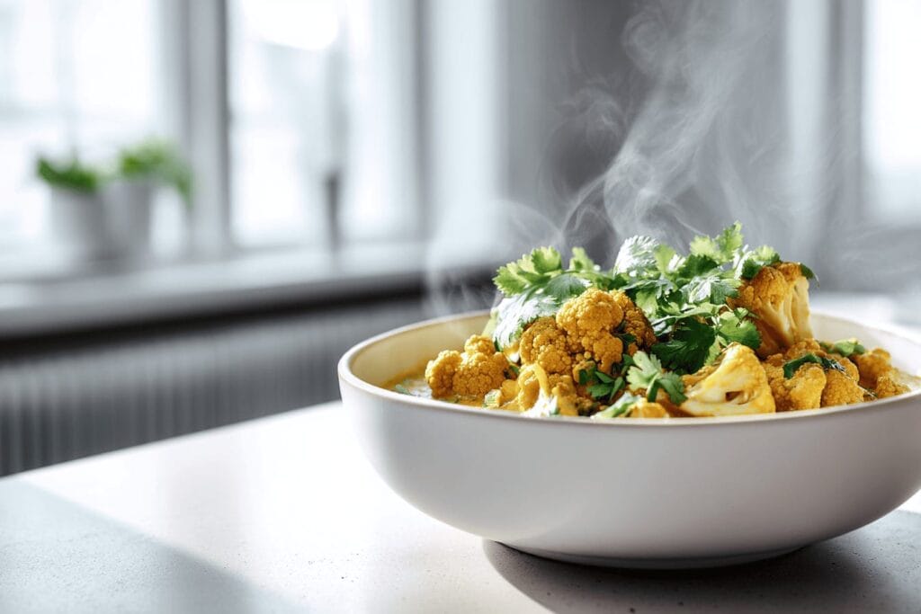 Vegetarisk currygryta med blomkål och kikärtor