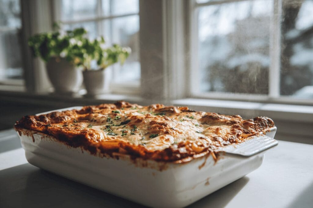 Vegetarisk lasagne med zucchini och linser