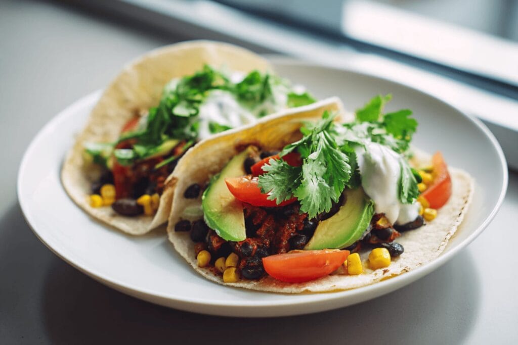Vegetariska tacos med svarta bönor