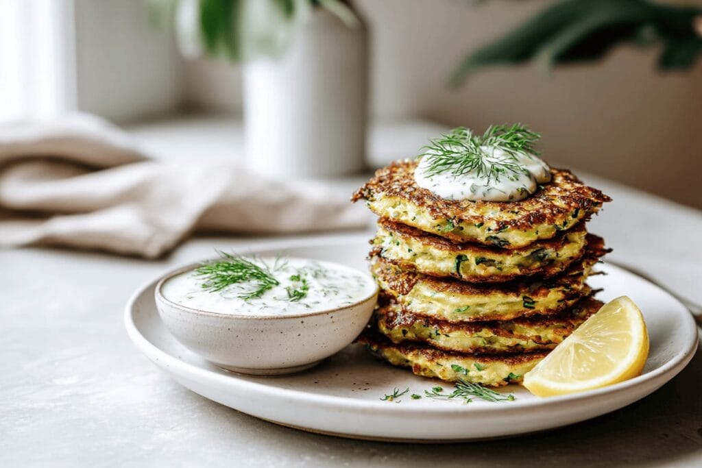 Zucchiniplättar med örtsås