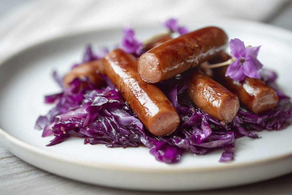 Hemgjord prinskorv och rödkål