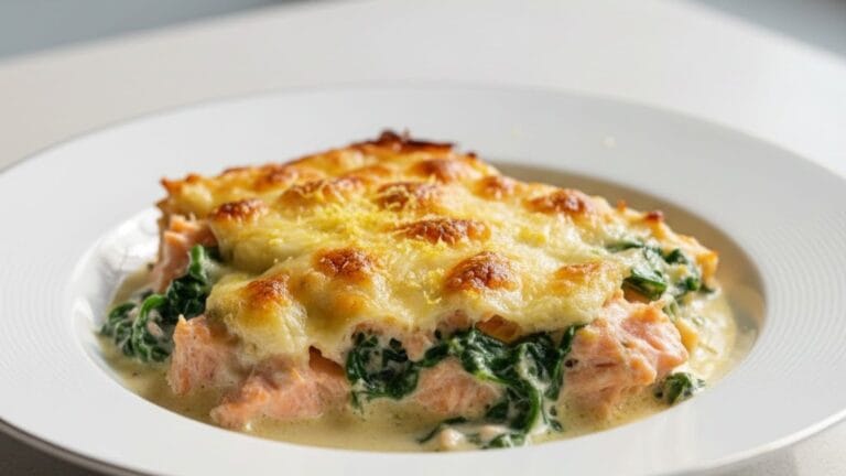 Laxgratäng med spenat & citron