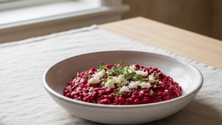 Rödbetsrisotto med getost