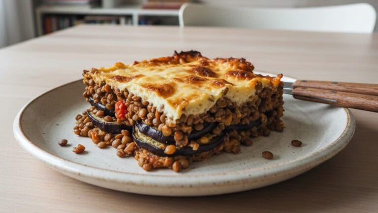 Vegetarisk moussaka med linser
