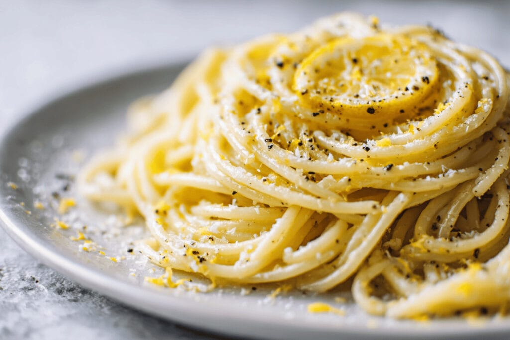 Krämig citronpasta med parmesan & svartpeppar