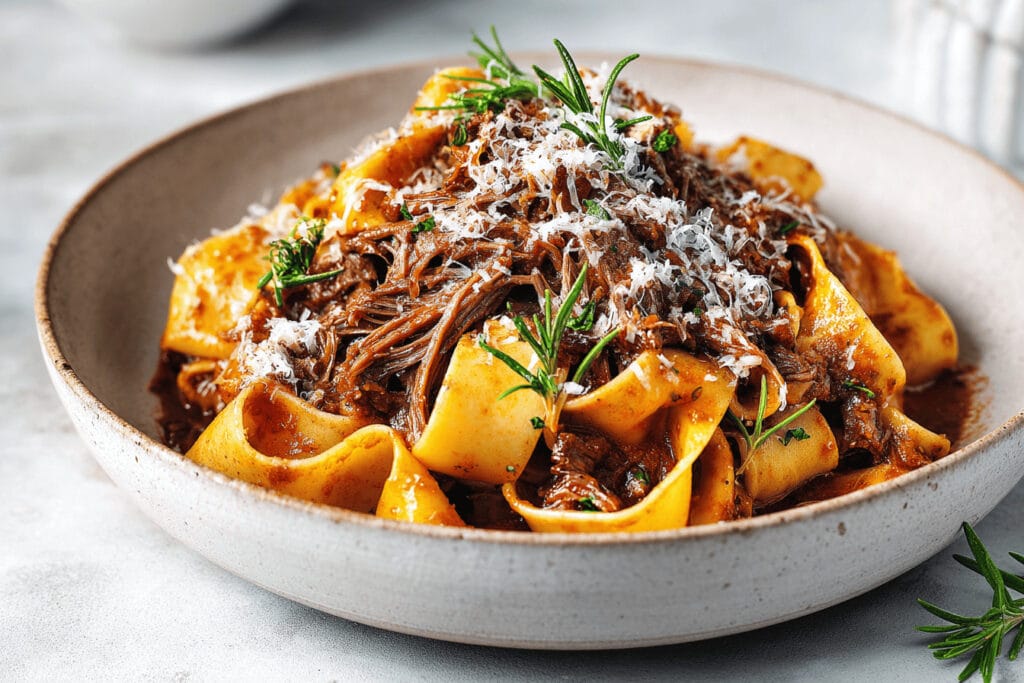 Pappardelle med långkokt lammragù