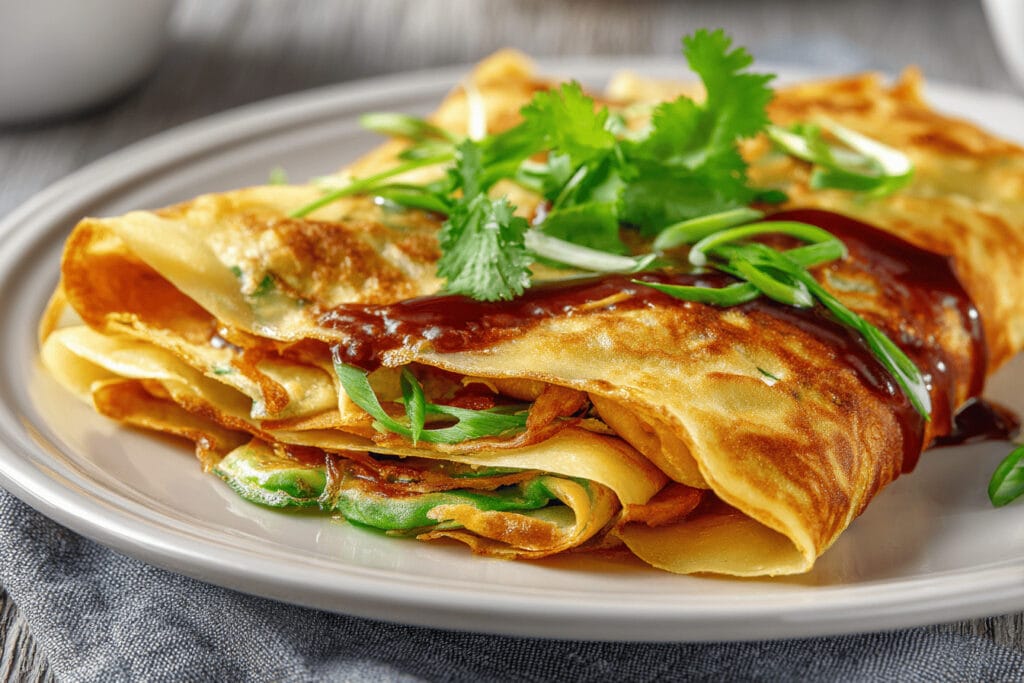 Jianbing – kinesisk frukostcrêpe med ägg och krisp