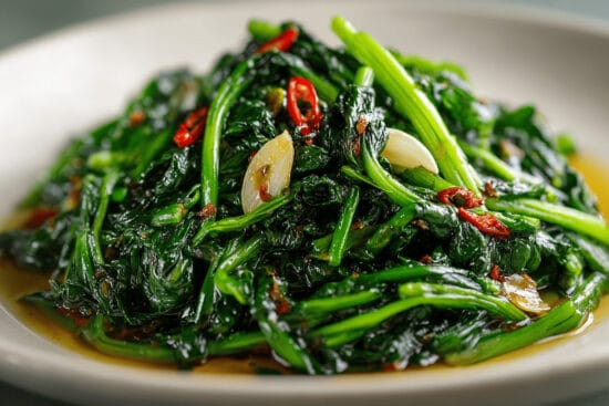 Bon Appetit manadens recept pad pak boong wokad vattenspenat vitlok chili