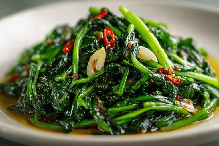 Pad pak boong – wokad vattenspenat med vitlök & chili