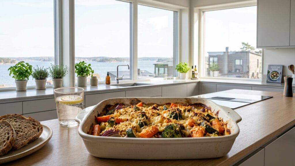 Grönsakslåda i ugn med ostsmul