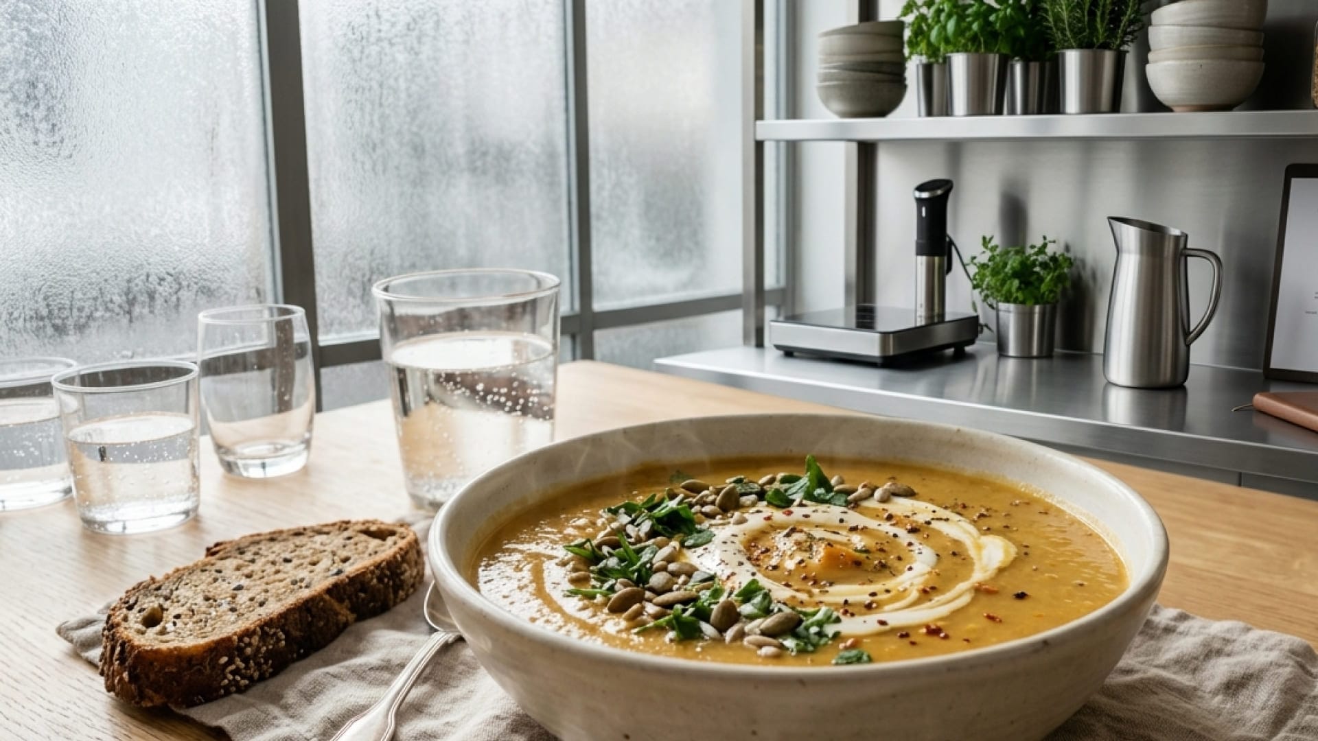 Krämig soppa på rostade grönsaker