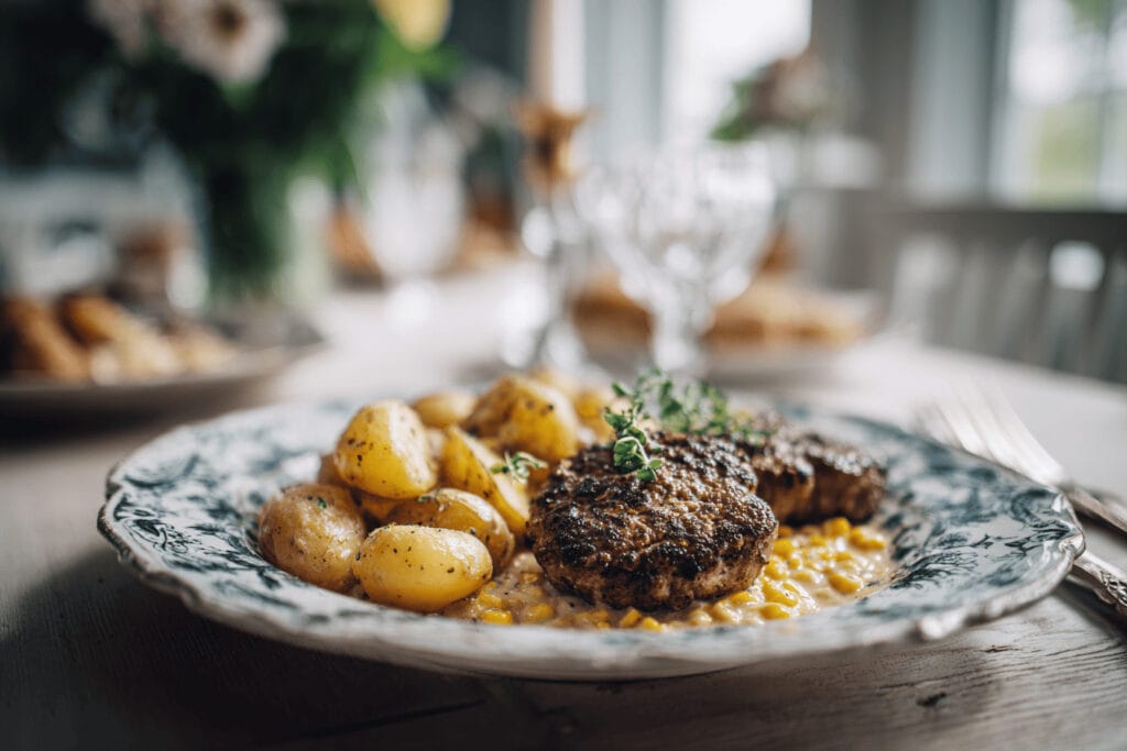 bonappetit farsbiffar majsstuvning potatis