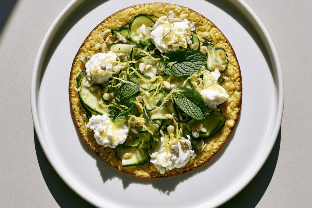 socca zucchini ricotta topdown