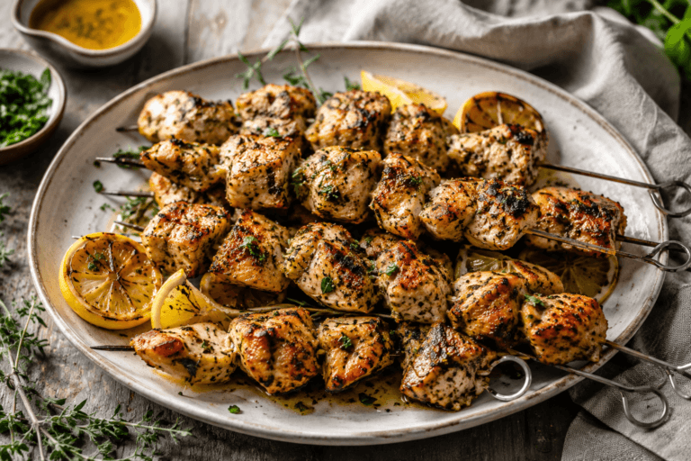 Citron- och örtmarinerade kycklingspett