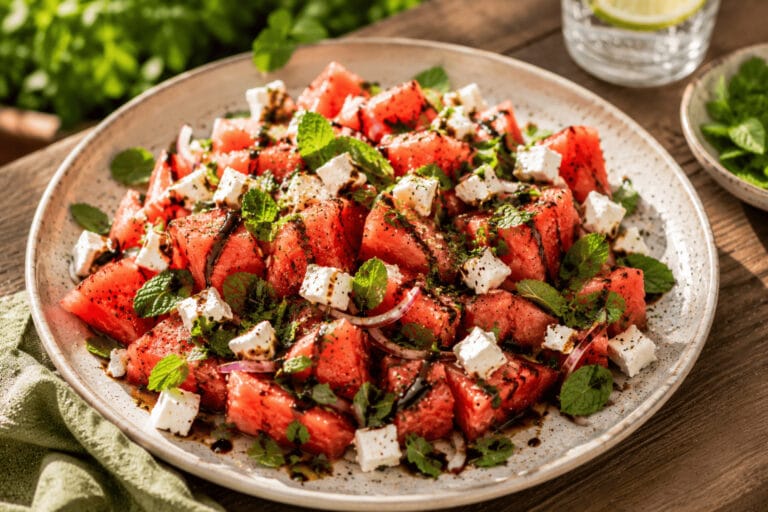 Vattenmelonsallad med fetaost