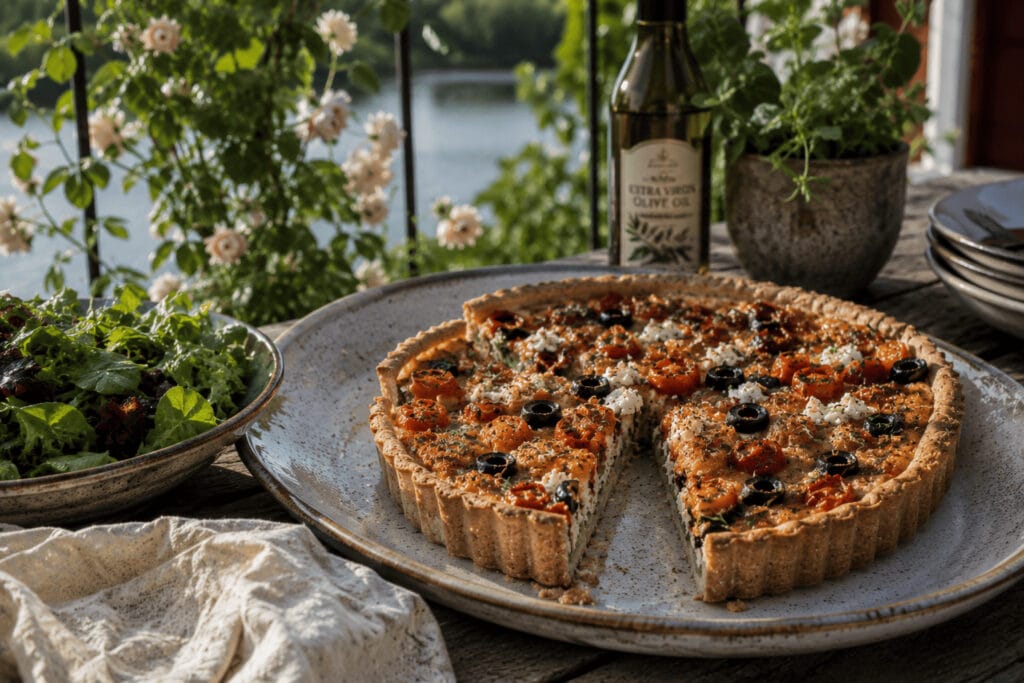 Stefan Ekengrens 5 sommarrätter alla vill laga nu 3 tomatpaj med fetaost och oliver