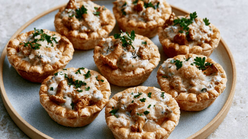 Krustader med kantarellstuvning