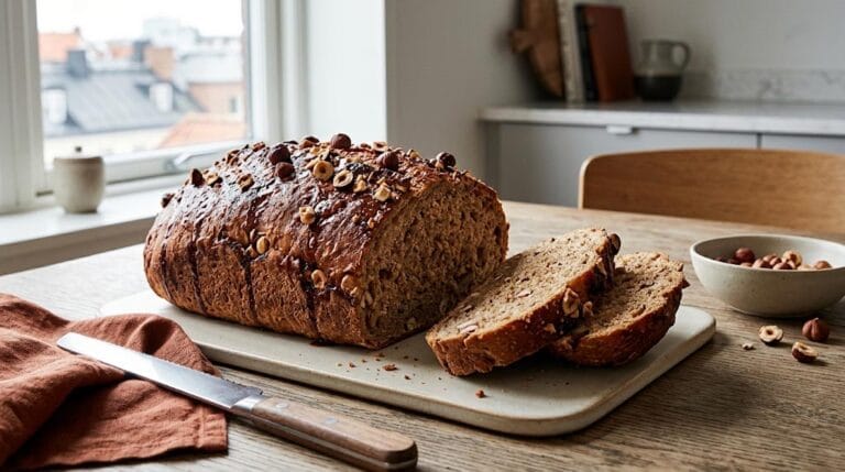 Hasselnötsbröd med mörk sirap