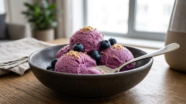 Krämig blåbärsglass med mascarpone
